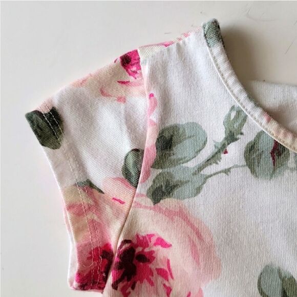 The Children's Place Floral Skaters Dress Short Sleeves Pink Green Sz 4T - Picture 5 of 8